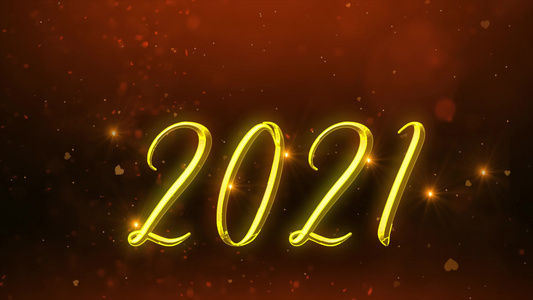 新的新年2021晚夜背景带有金色优雅的灯光文字视频