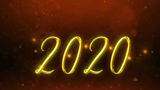 充满了金色优雅的灯光文字在新的2020年晚夜背景中视频
