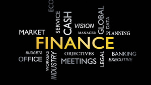 金融概念Wordcloud展示财政经济学视频动画8秒视频