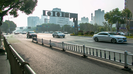 马路车道车流延时摄影视频