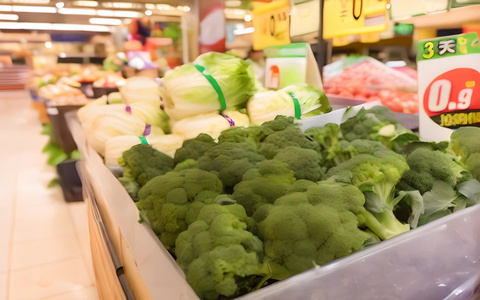超市蔬果大卖场西兰花视频