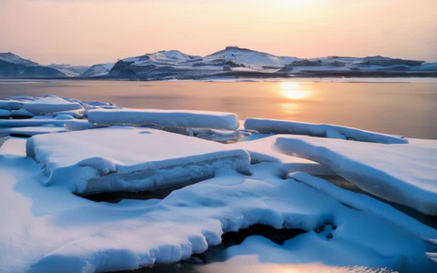 冬天冰雪河流风景视频