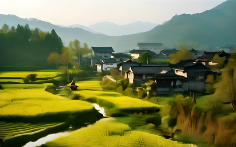 婺源乡村里的油菜花视频