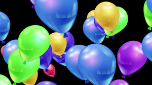 动态彩色4K气球上升透明背景视频20秒视频