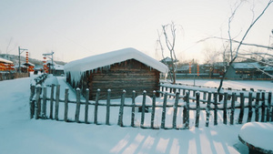 沈阳棋盘山雪乡房屋中景18秒视频