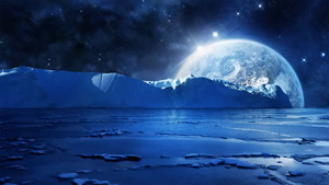 北极冰山月亮背景30秒视频