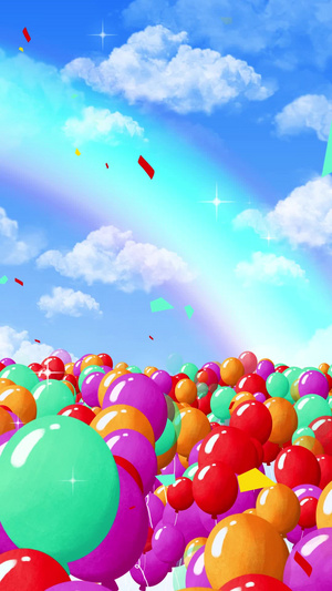 卡通七彩气球背景视频素材七彩背景30秒视频