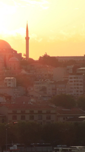 伊斯坦布尔城市日落余晖下的清真寺实拍视频合集旅游景点87秒视频