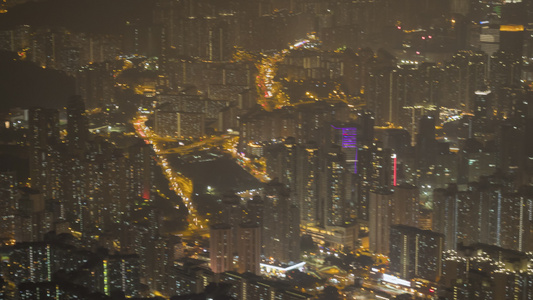 香港市住宅高楼在晚上全景时间已过从上方查看视频