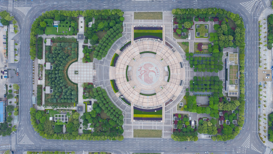 延时摄影航拍城市风光武汉洪山广场交通车流视频
