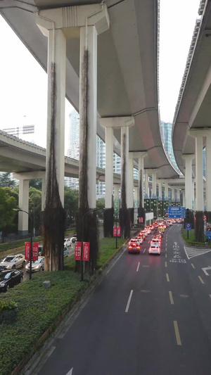 上海城市高架道路车轨延时商业中心10秒视频
