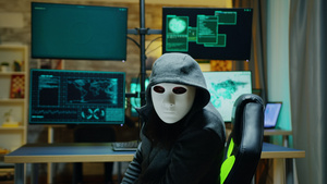 戴套帽隐藏身份的蒙面黑客12秒视频