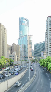 上海商业街高楼大厦车流延时房地产视频