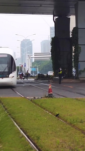 城市无污染环保公共交通工具有轨电车素材城市素材视频