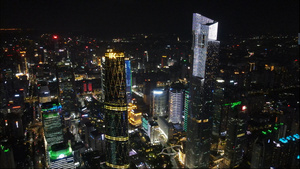 4k高清航拍广州CBD城市夜景珠江新城63秒视频