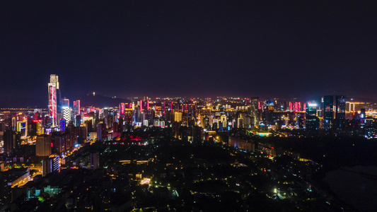 航拍湖南长沙城市夜景移动延时视频