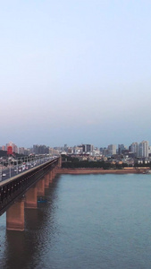 航拍风光城市武汉地标长江大桥桥头堡江景黄鹤楼素材城市素材视频