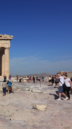 希腊雅典卫城著名历史建筑雅典娜神庙延时视频希腊古建筑20秒视频