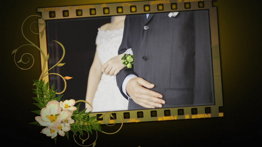 相册胶片质感我们的婚礼相册展示PR模板视频