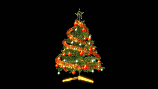 透明通道3D圣诞树素材视频