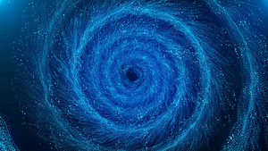 震撼唯美蓝色黑洞螺旋漩涡抽象粒子背景15秒视频