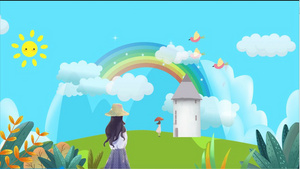 卡通彩虹开学季背景视频20秒视频