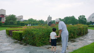 老人孩子逛公园4K超清原始素材12秒视频