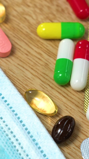 医用防护口罩止咳药消炎药药品特写抗生素9秒视频
