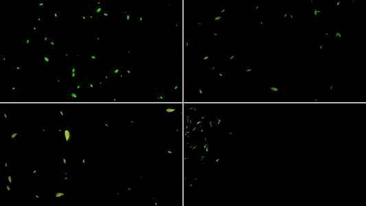 一组绿叶粒子漂浮动画视频