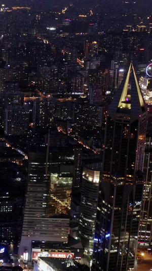 上海城市街道夜景航拍一线城市14秒视频