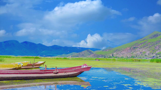 简洁唯美泸沽湖风景背景视频视频