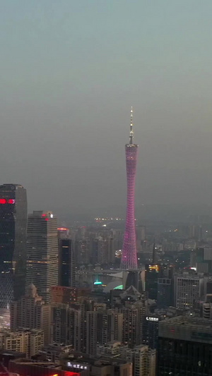 广州城市夜景航拍延时天际线15秒视频