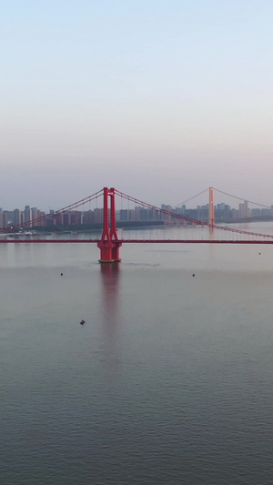 航拍风光城市长江上红色的武汉鹦鹉洲长江大桥夜景灯光车流素材绚丽灯光91秒视频