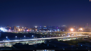 城市夜景到早上黎明 城市立交高架4K20秒视频