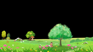 卡通春天草地叶子草丛植物元素动画20秒视频