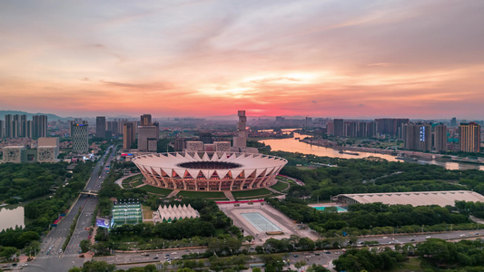 广东佛山世纪莲夜景航拍延时风光视频