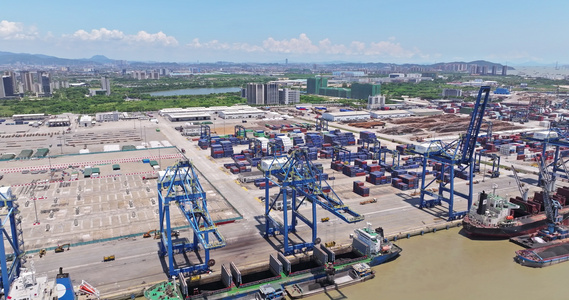 5k码头国际物流运输船只湾区视频