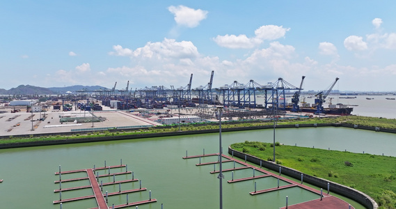 5k码头国际物流运输船只湾区视频