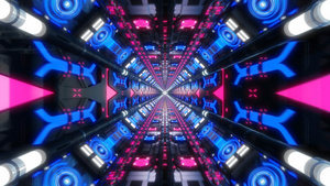 红蓝炫光三维空间科幻隧道穿梭40秒视频
