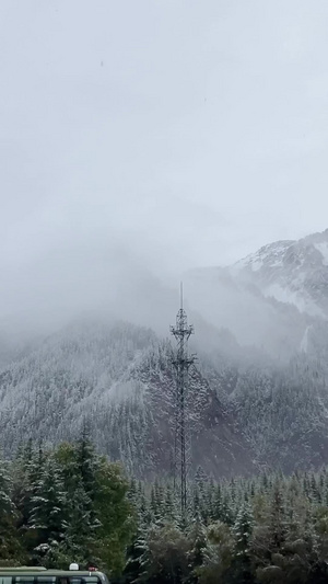 雪中的九寨沟的长海自然美55秒视频