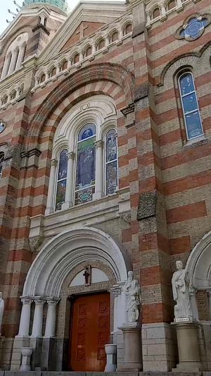 天津西开教堂景区延时摄影天主教20秒视频