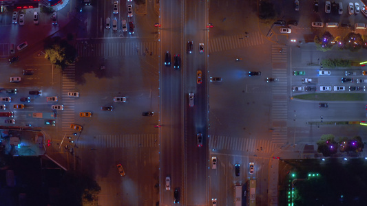 城市夜景交通4K航拍视频