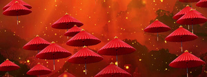 中国风文艺纸伞上升背景视频60秒视频