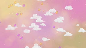 梦幻舞台粉色卡通云朵背景42秒视频