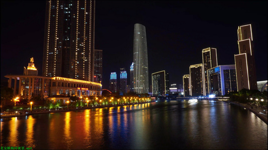 天津海河夜景视频