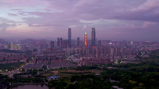 南宁东盟商务区航拍夜景高楼大厦地标视频