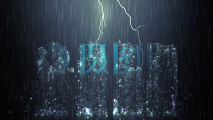 打雷下雨水波logo特效演绎AE模板10秒视频