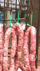 城市中式美食年货腊肠腊肉素材年味素材视频