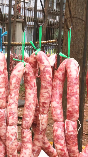城市中式美食年货腊肠腊肉素材年味素材39秒视频