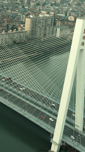 横跨汉江的武汉月湖桥车水马龙航拍武汉15秒视频